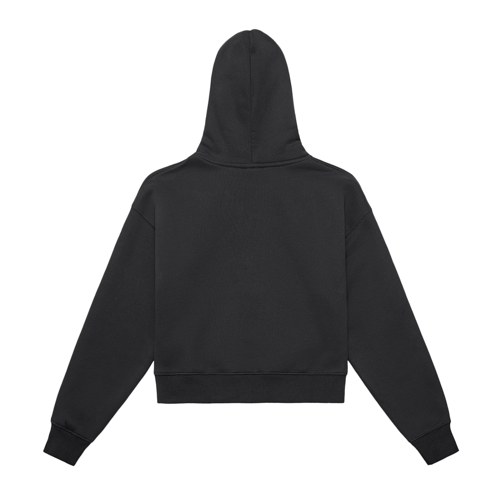 Fleeced Zip-Up Cropped Hoodie